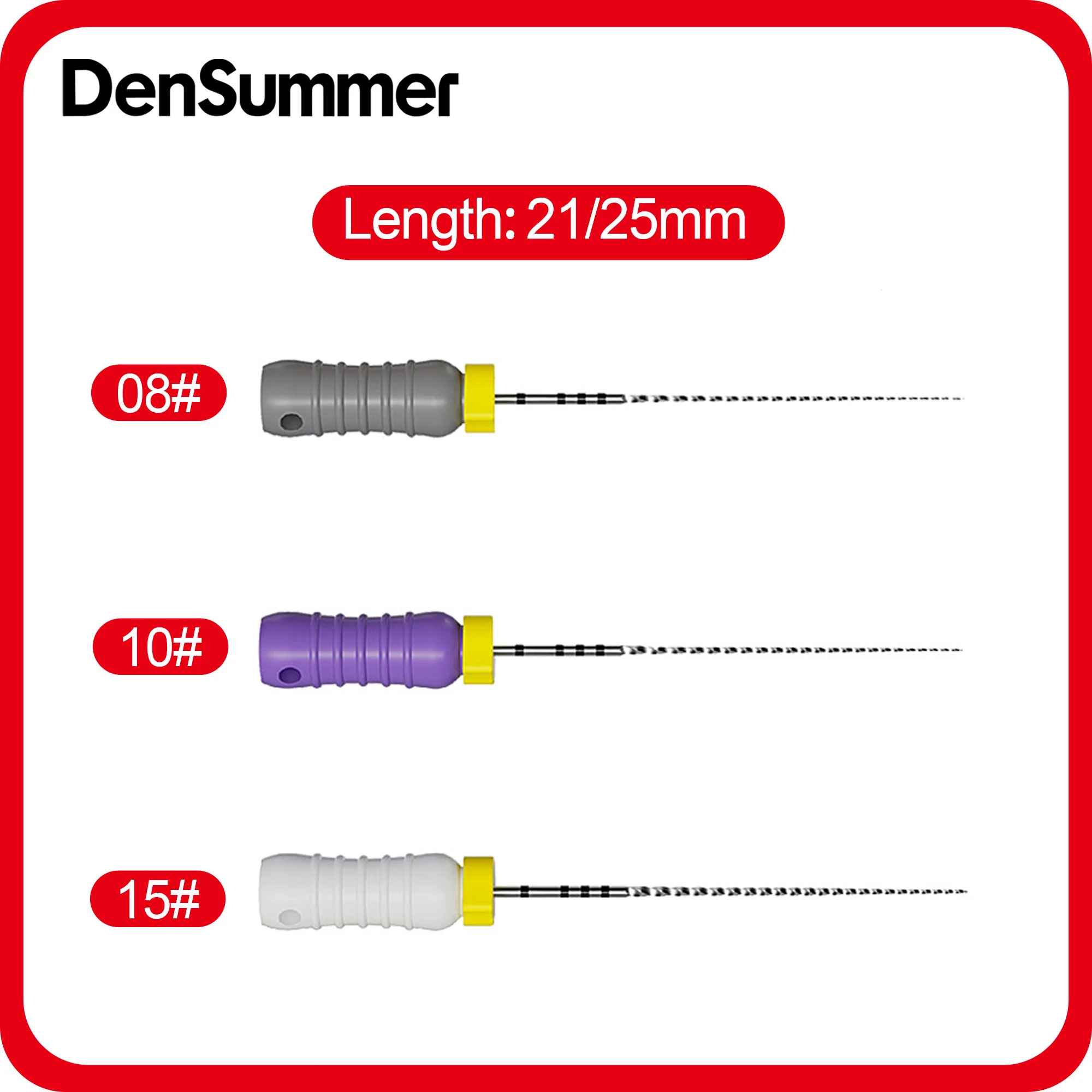 DenSummer 21/25mm Hand Use Endo Files Stainless Steel C+ File 5Boxes #8-15 Thread Design Dental Endodontic Files Dentistry Tools