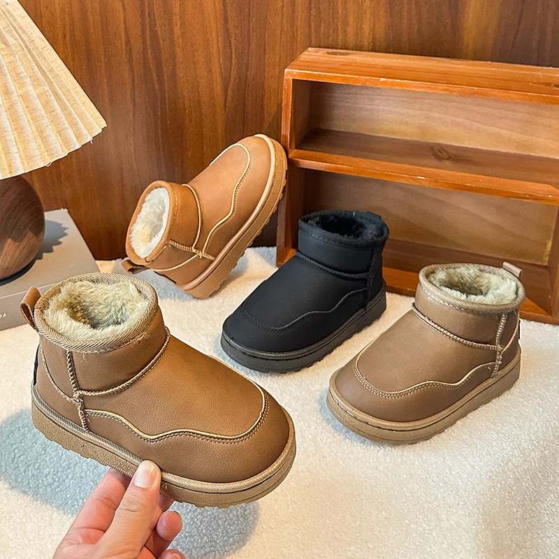 

Children Non-slip Padded Boys Girls Cotton Thick Cotton Warm Winter Boots Fashion Soild Color Wearable Soft Sole Casual Boots