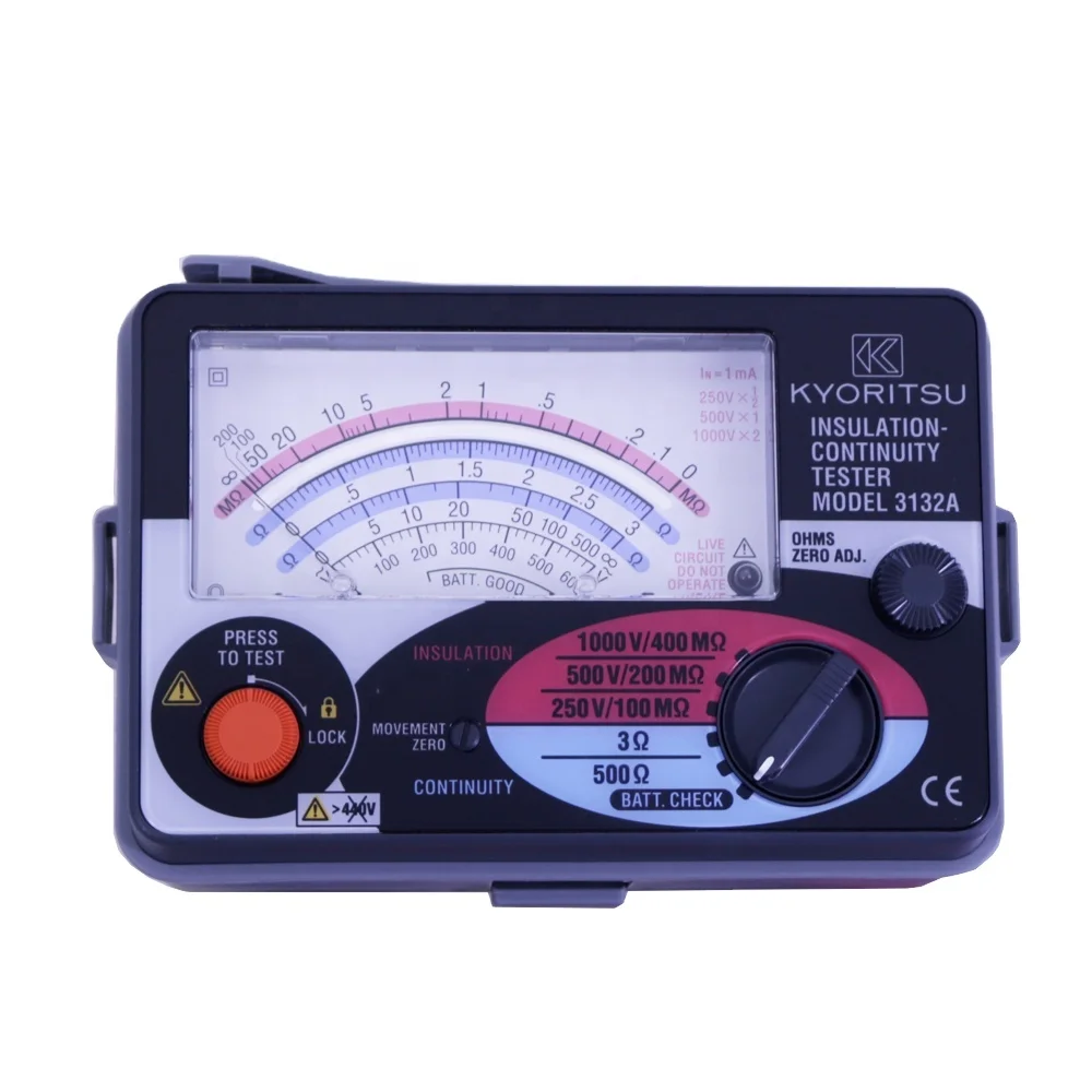 Kyoritsu 3132A Analogue Insulation Continuity Tester Test Voltage:250V/500V/1000V Earth Tester