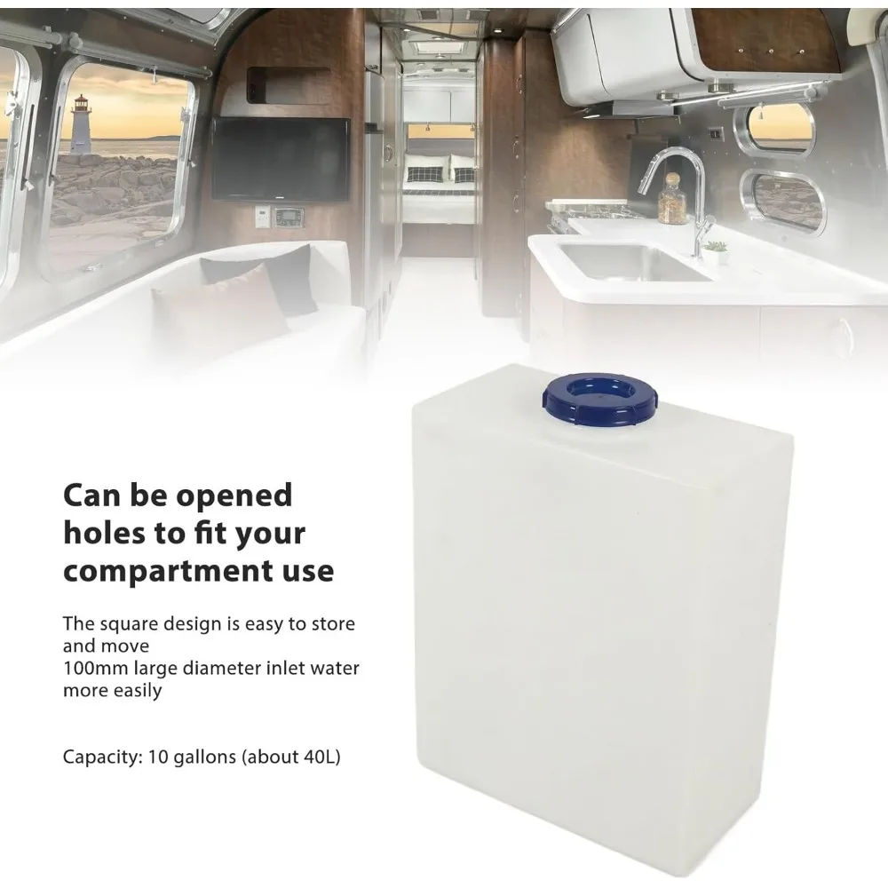 Tanque portátil de agua dulce RV de 10 galones: PE duradero para acampar, navegar y viajar