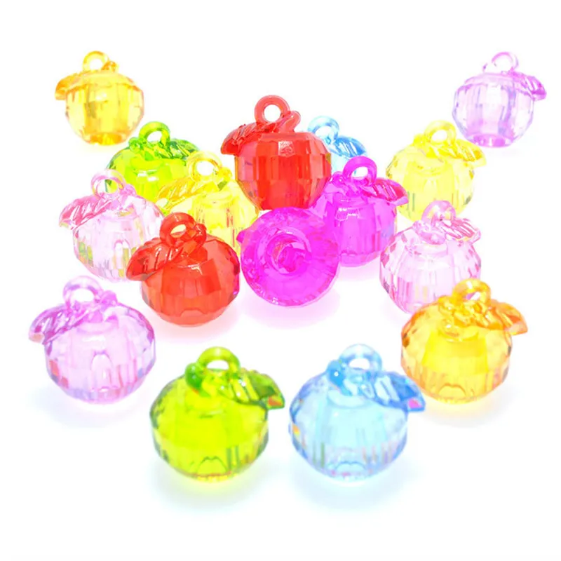 

DIY Jewelry Findings 25*24mm 100pcs 3D Cute Fruit Apple Shape Acrylic Necklace Pendants Chunky Bubblegum Ornament Charms