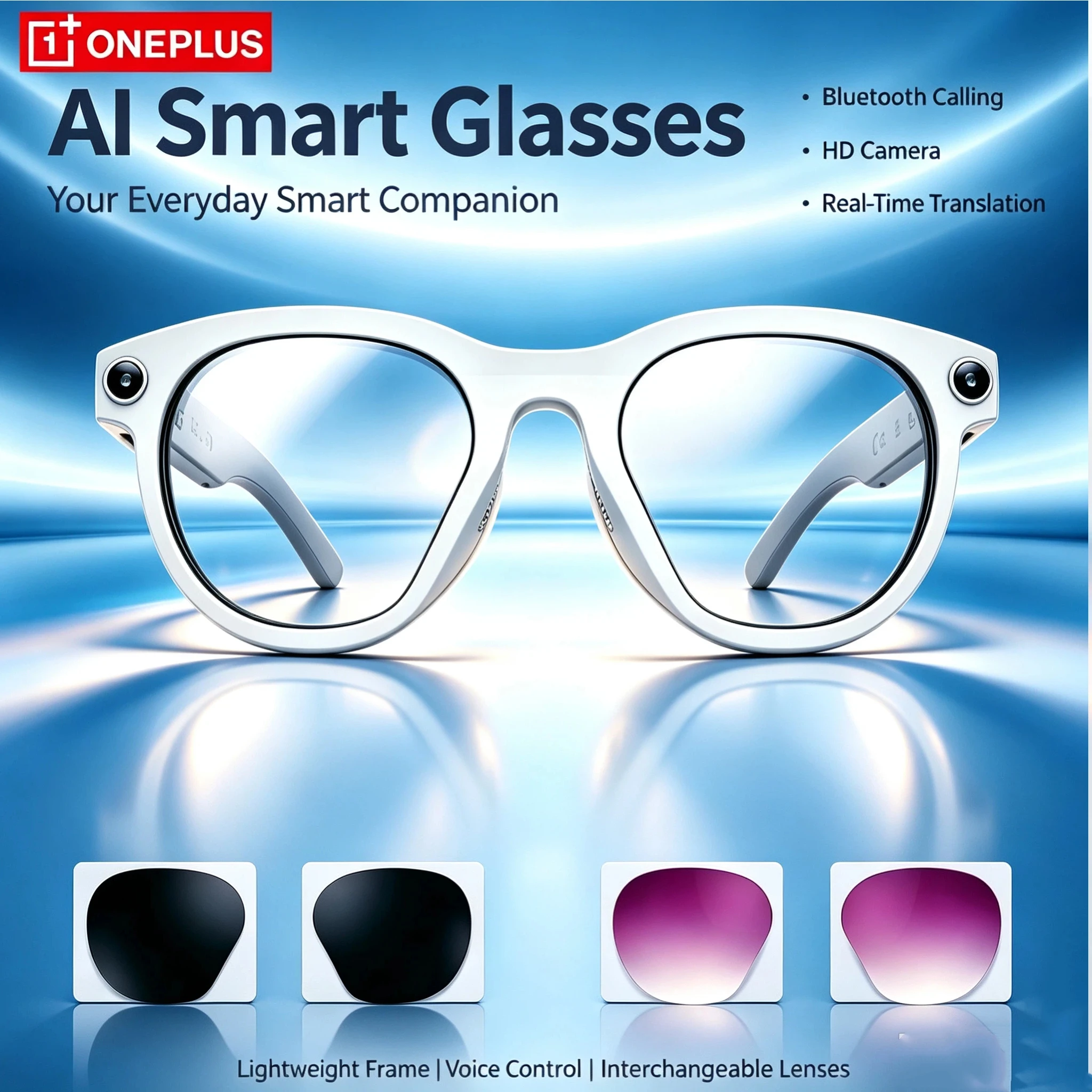 Smart Glasses Lens - Умные очки OnePlus 8KHD с камерой