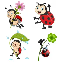 M244 Lovely Cartoon LadyBug Wall Stickers For Kids Decorative Decals For Nursery Room Funny Car Stickers