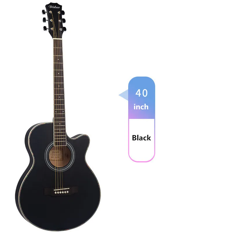 Diduo 40 Inch Electric Acoustic Guitar Sunset Black White Wood Color Rosewood Fingerboard Strings Ultrathin 6.5cm