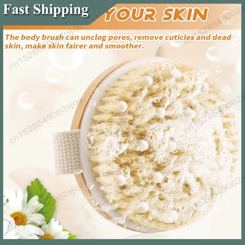 -ABKM Dry Brushing Body Brush Set Of 2, Dry Skin Exfoliating Brush, Handle Back Scrubber For Shower, Dry Brush For Cellulite
