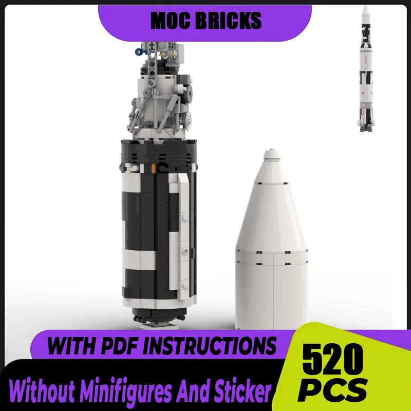 

Spacecraft Model Moc Building Blocks 1:110 Scale US Saturn Rocket Technology Bricks DIY Assembly Space Model Toys Gifts
