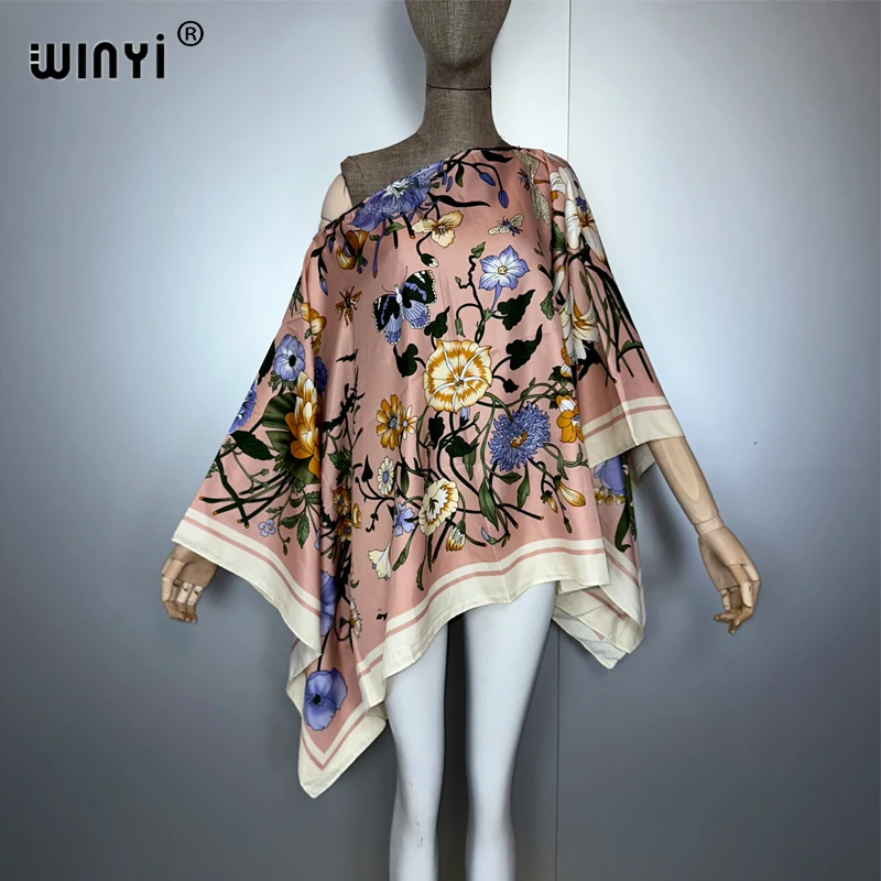 

WINYI Boho Print Bohemian summer Batwing Sleeve top for women beach cover up beach outfits woman holiday clothes