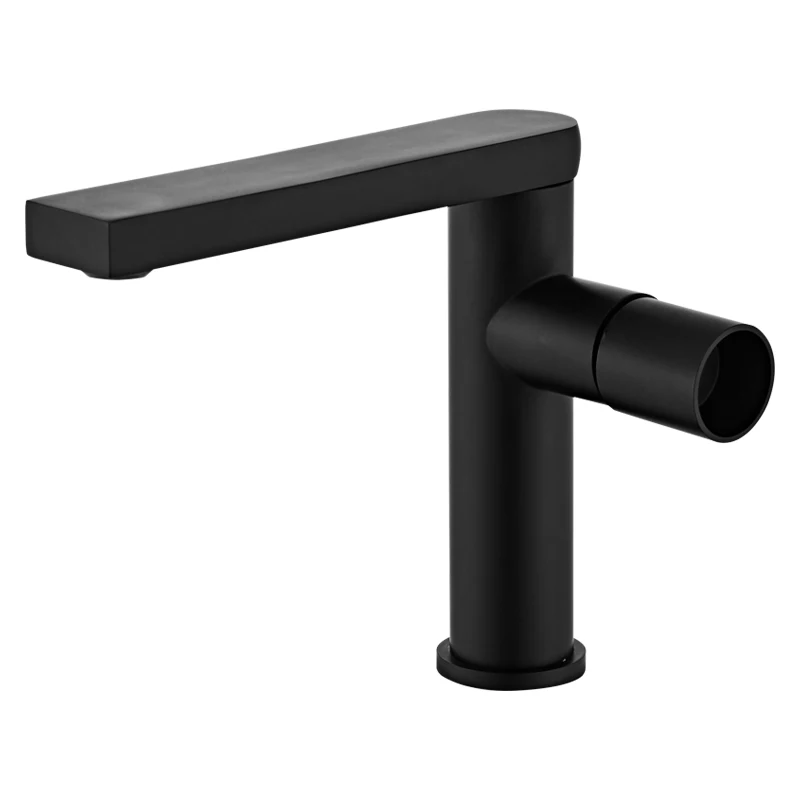 

Black washbasin faucet rotates to raise the hot and cold countertop basin faucet