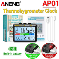 ANENG AP01  LCD Thermometer Hygrometer Indoor Mini Temperature Humidity Monitor Meter Alarm Clock Rechargeable Test Tool