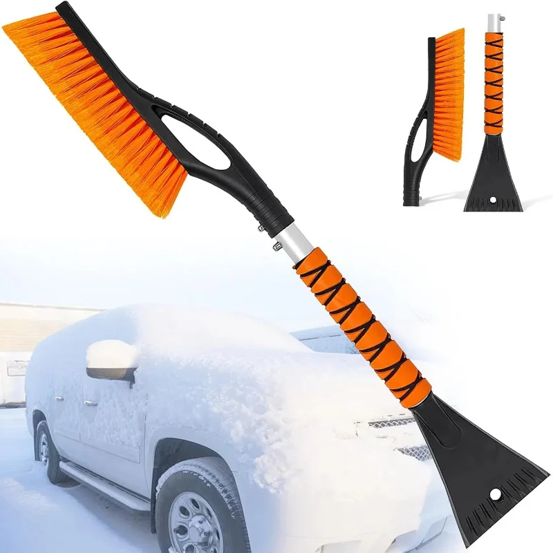 Cepillo de nieve y raspador de hielo de 27", herramienta de eliminación de nieve de coche desmontable 2 en 1 con agarre, para limpieza de parabrisas de automóviles, camiones y SUV