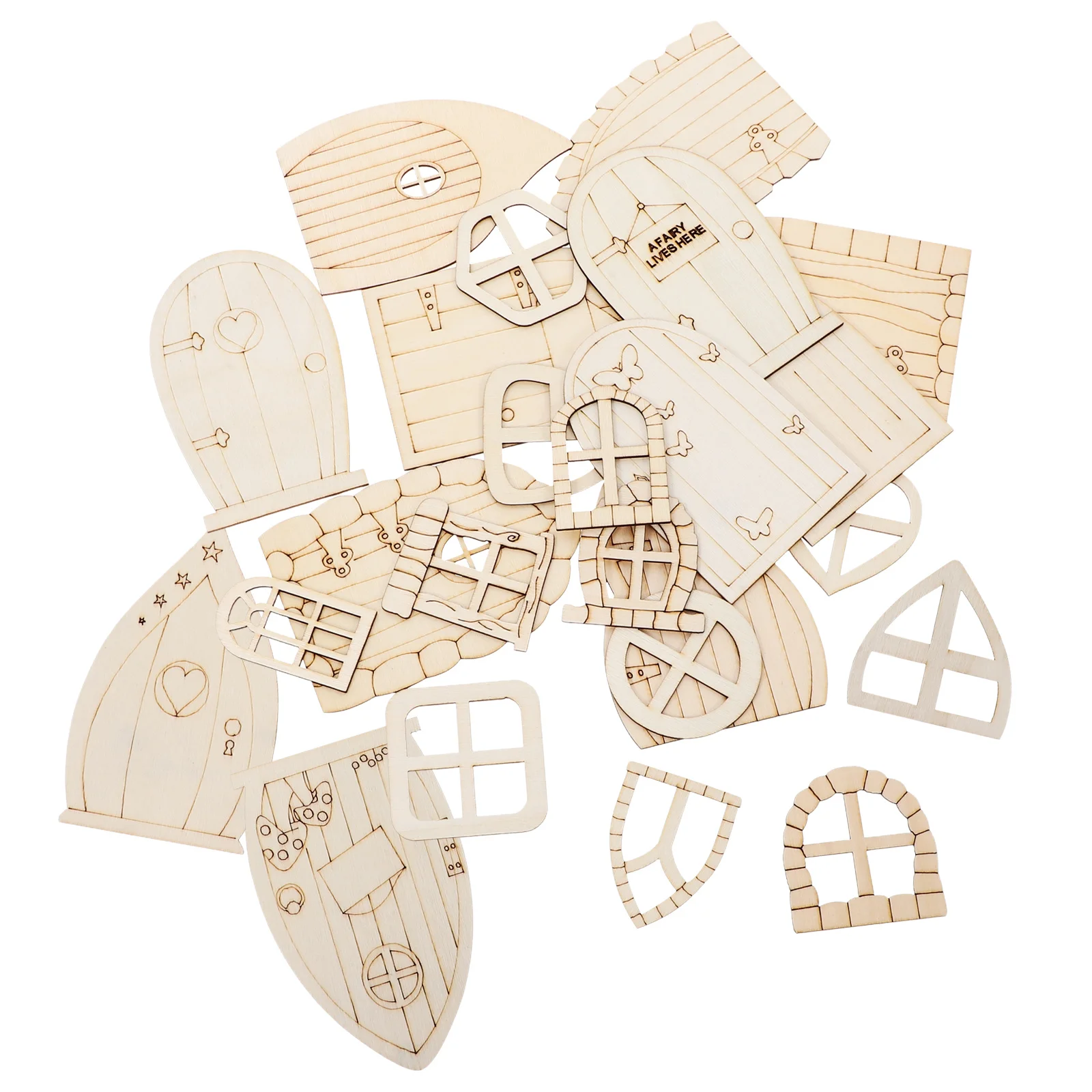 

96Pcs Wooden Fairy Doors Blank Unpainted DIY Miniature Garden Door Craft Decoration for Fairy Houses Miniature Door Ornaments