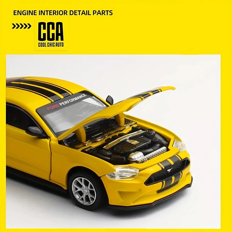 CCA a box of 1:42 Ford Mustang GT yellow can be modified alloy model toy racing car ornaments collection gift