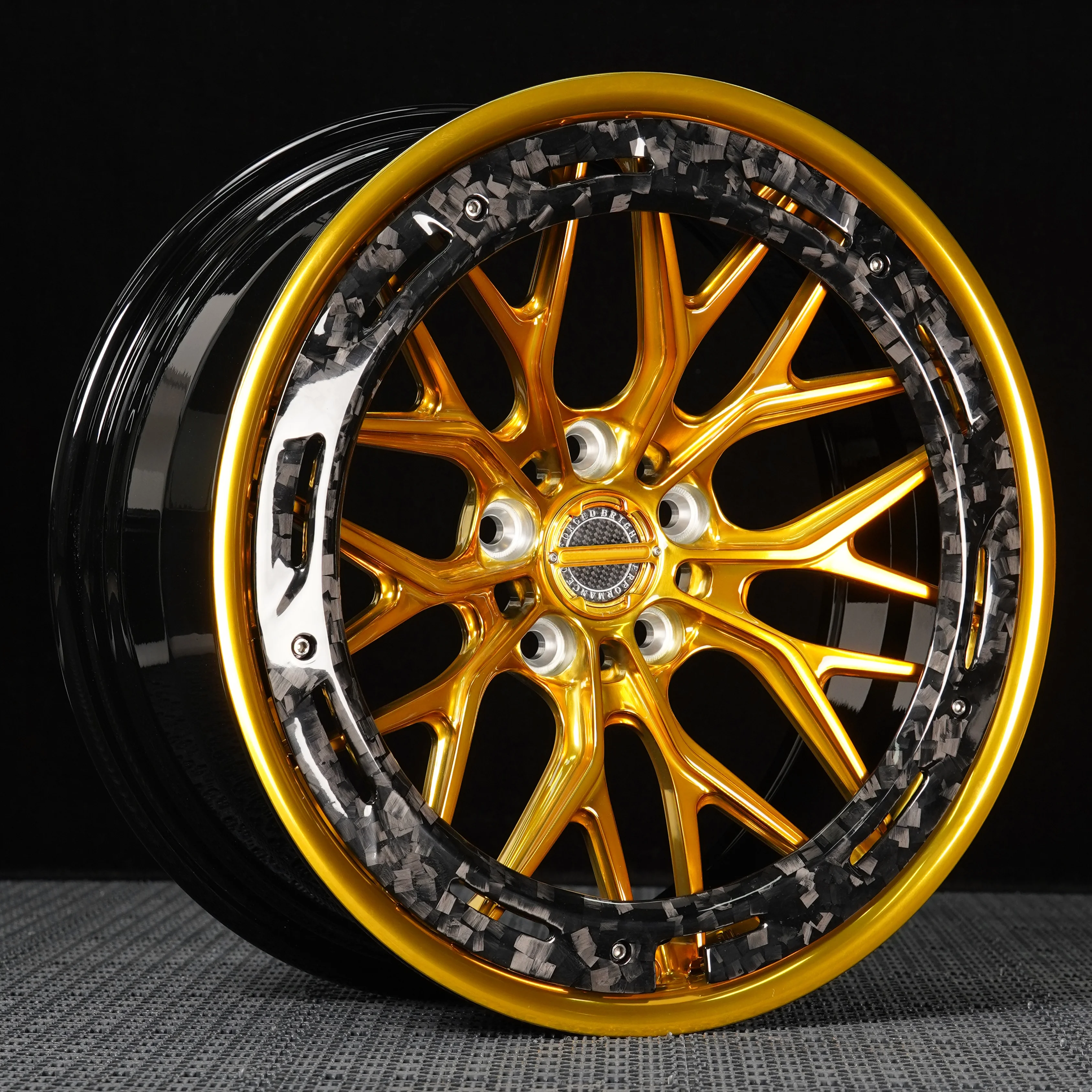 

LSGZL Custom Forged Alloy Wheel With Carbon Fiber Ring Gold Wheels
