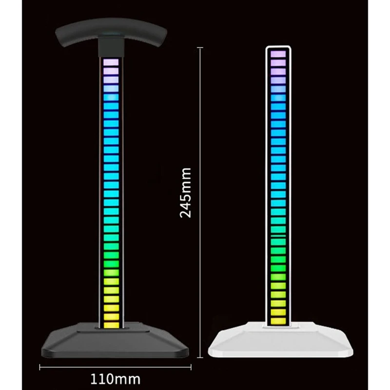 Soporte de auriculares multifunción para juegos de ordenador, soporte de exhibición de luz ambiental, fácil de instalar, negro