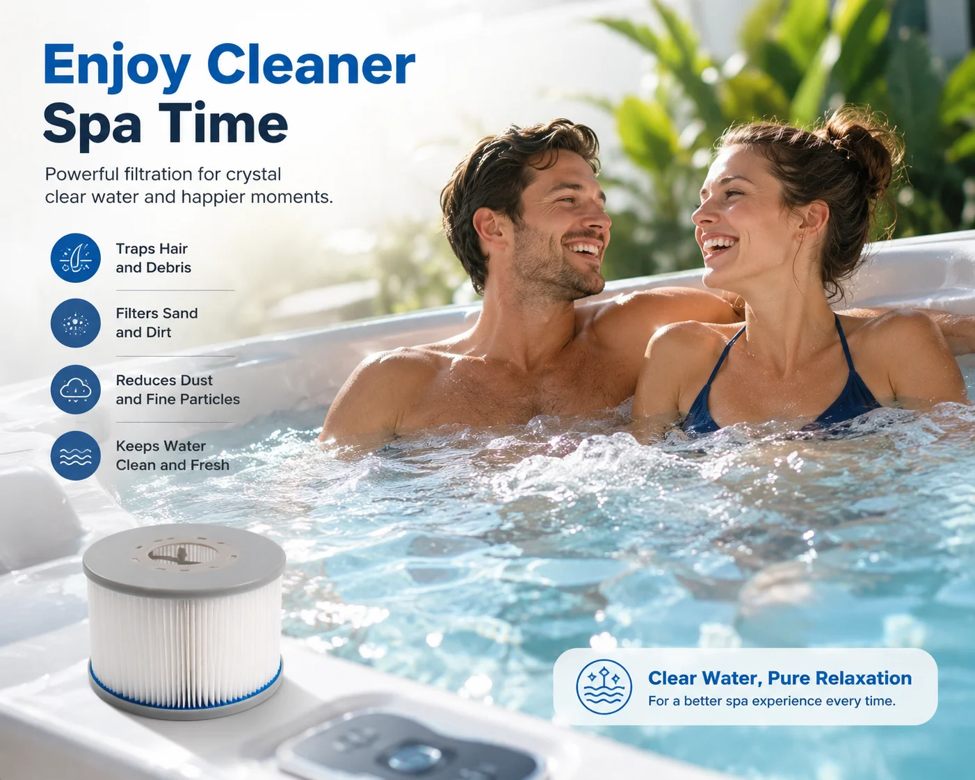 2–8 Stück Schwimmbadfilter für MSPA aufblasbare Whirlpool-Spa-Badewanne, Wasserfilterkartusche, Pumpen-Ersatzset, M-Spa-Schwimmbad – Detail 1
