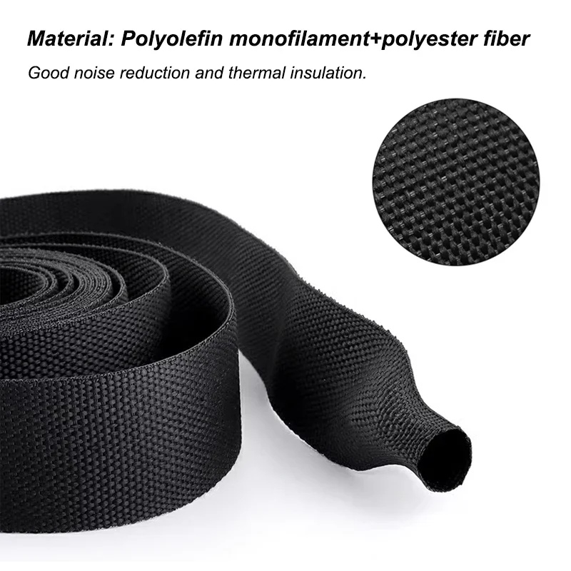 熱収縮編組スリーブ ブラック 4mm～100mm 布製 絶縁PET オートラインオーガナイザー ワイヤー保護シュリンクラップシース