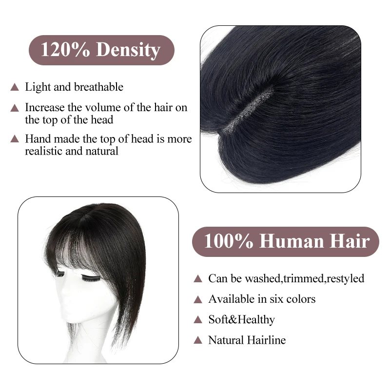 10 inch 9*14cm Lace Hairnet Clip in Hair Topper Extension Top Wig Piece with bangs for Women for Daily Life