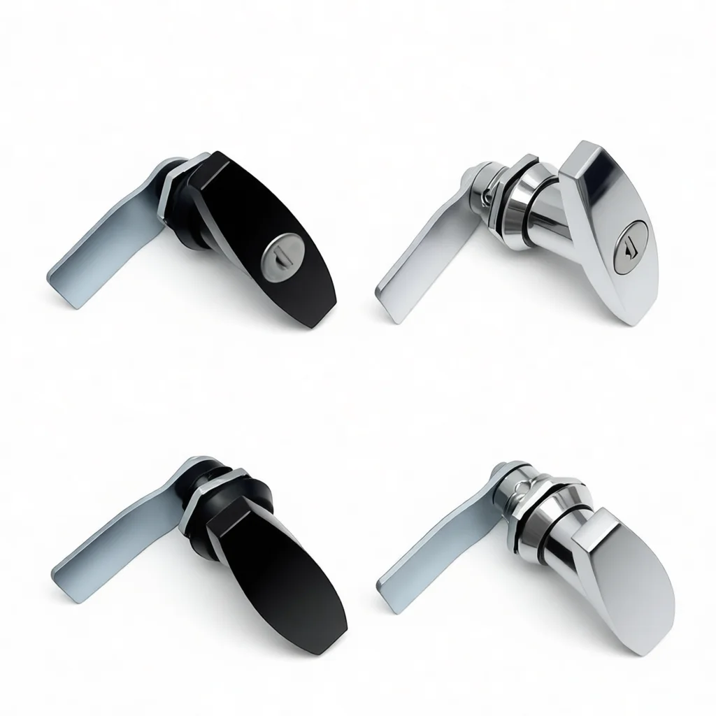 Mechanical Cabinet Handle Lock MS324 Industrial Equipment Door Latch Zinc Alloy Material Surface Mount Hardware Black Chrome