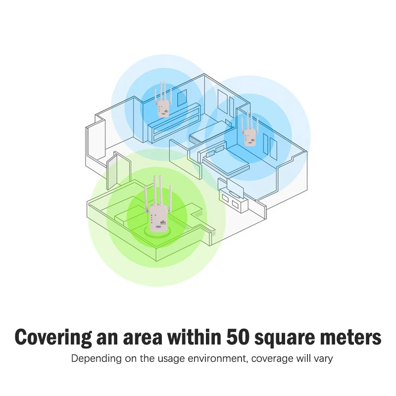 Wireless WiFi Repetidor Signal Booster, Wi-Fi Amplificador, Extensor de Longo Alcance, 4 Antena Externa, 2.4, 300Mbps