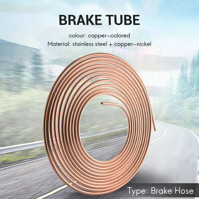 25FT 7.62M Anti-Rust Coil Of 1/4 Inch OD Copper Nickel Brake Pipe Hose Line Piping Tube Tubing (Copper Color)