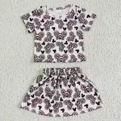 Hot Sale ODM OEM Child 2PCS Fancy Apparels Toddler Cartoon Clothes Outfits Baby Summer Skirt Sets