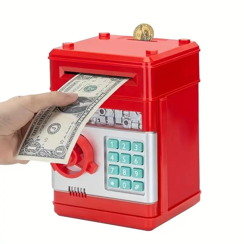 Children\'s ATM safe small mini piggy bank safe coin deposit bank fingerprint anti-theft password toy oy for boys without battery