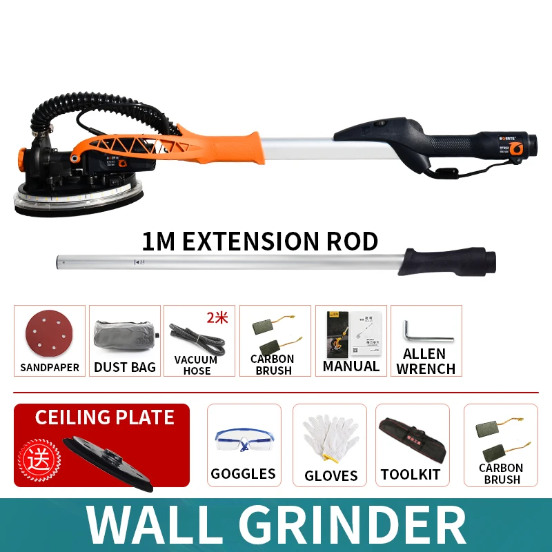 Foldable Adjust Speed Drywall Sander 820W 220V Wall Polishing Grinding Double Led Light Putty Polisher Machine