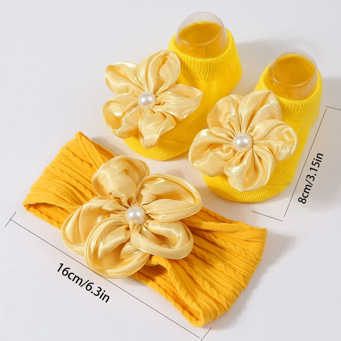 1Set Newborn Pearl Flora Headbands Mid Socks New Baby Toddler Soft Prewalker Sock Knitted Cotton Girl Infant Cute Hairband Socks