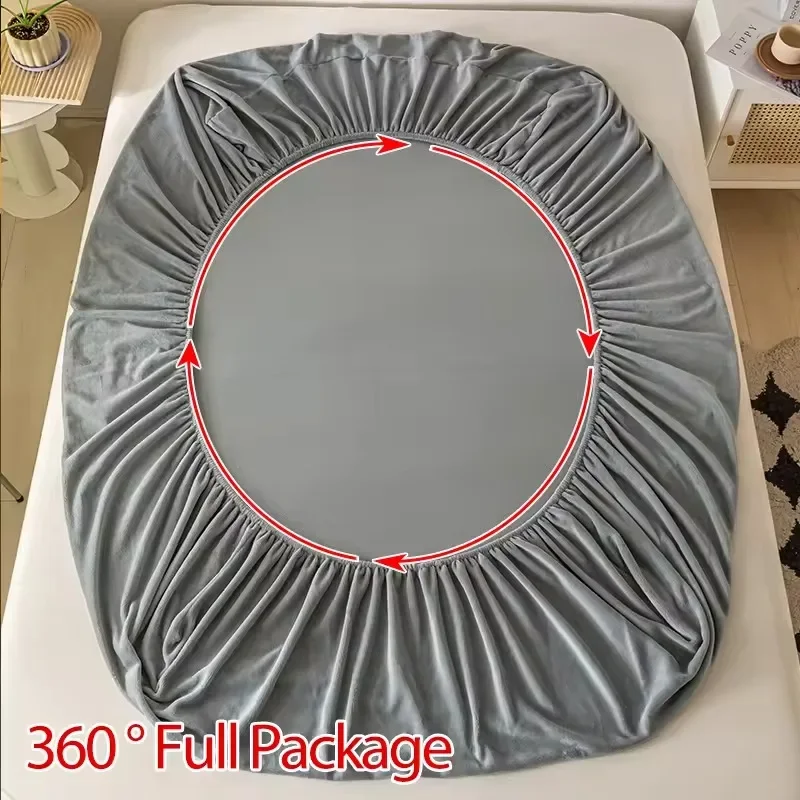 

Newest 3pcs Solid Color Winter Warm Solid Color Ultra-Warm Fleece Bedding To Keep Cozy Thick Milk Velvet Bed Sheet 우유 융 삿갓 세트