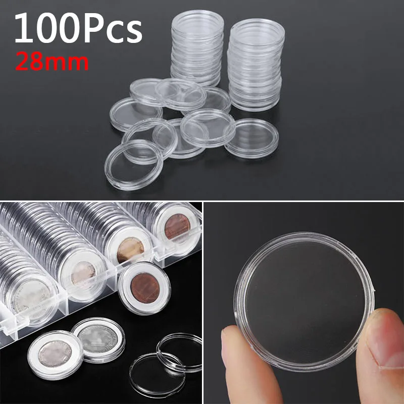 100 Stück 16-40mm transparente runde Münz aufbewahrung sbox Kapseln Sammlung Münz halter Behälter Münz kapsel etui liefert Geschenke münzkapseln münzen aufbewahrung münzen aufbewahrung