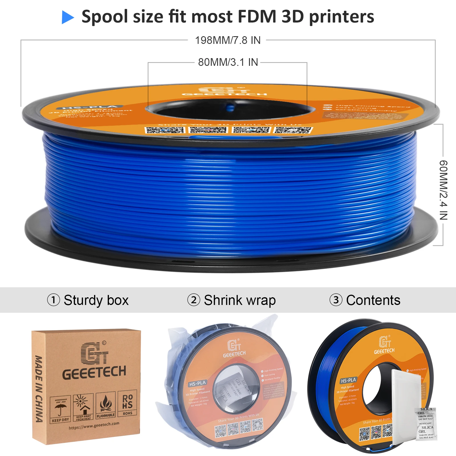 GEEETECH HS-PLA Filament 1.75mm 3D Printing Filament for Most of  High Speed 3D Printers Geeetech Thunder