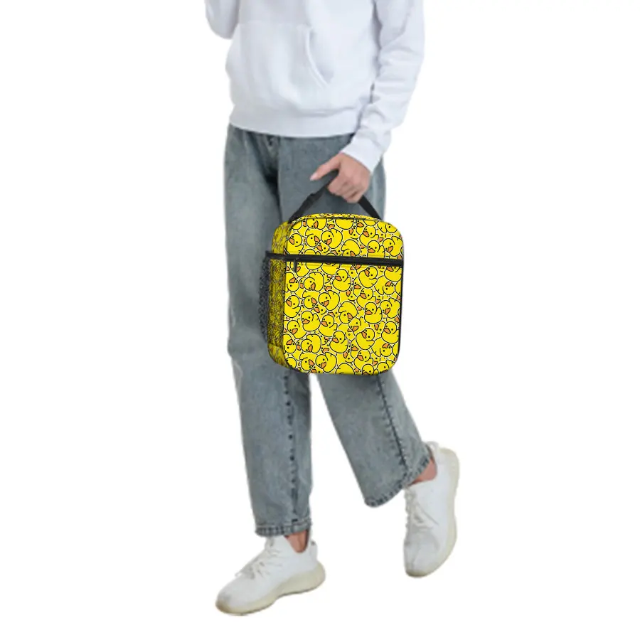 Yellow Duck Pattern Handheld Lunch Bag For Boy/Girls Children Best Gifts 2D Cartoon Thermal Insulation Lunch Box Bag Picnic Bag