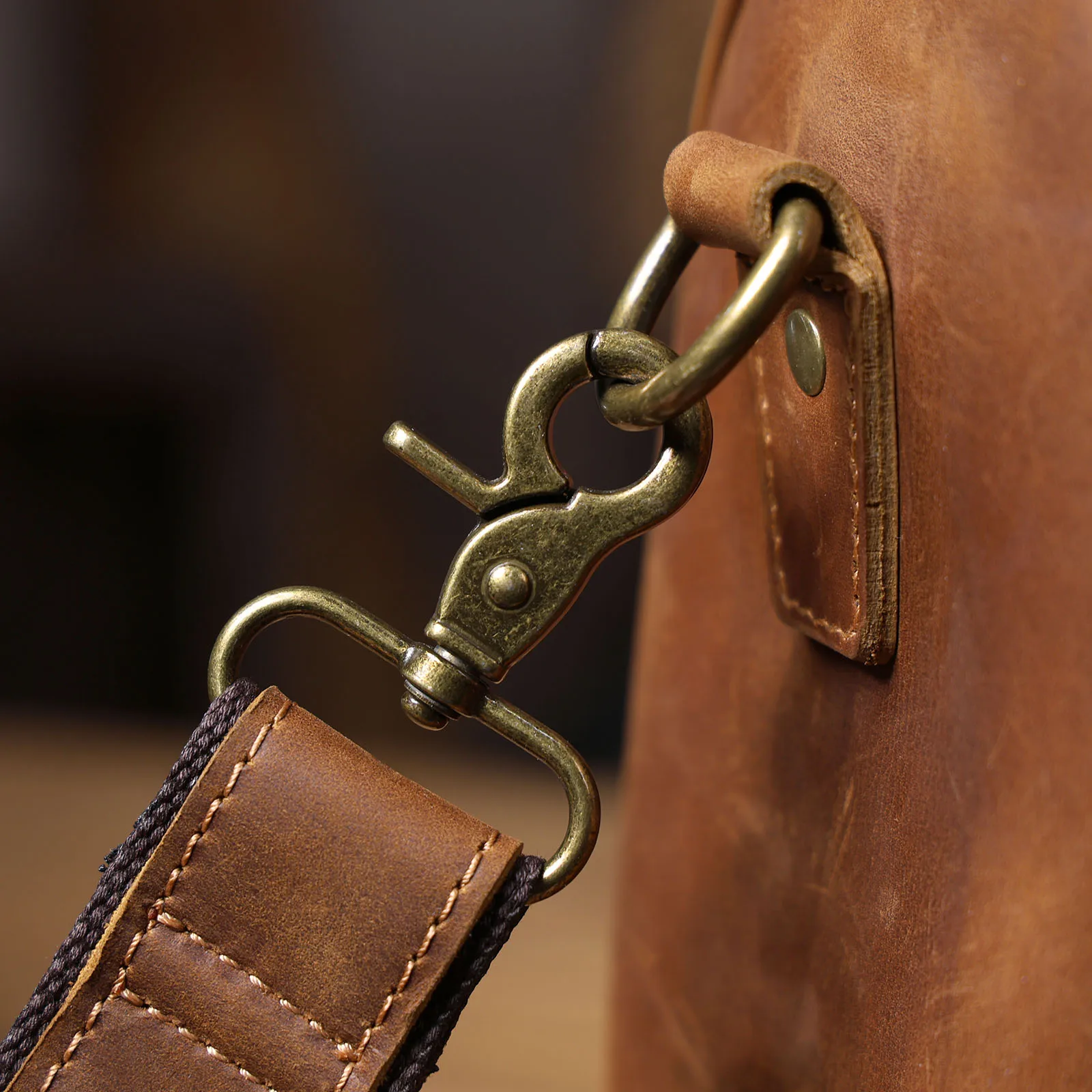S.WORKER Premium Echtleder Business-Handtasche Vintage Herren Vollnarbenleder-Aktentasche für Geschäftsarbeit 16" Laptop-Tasche – Detail 18