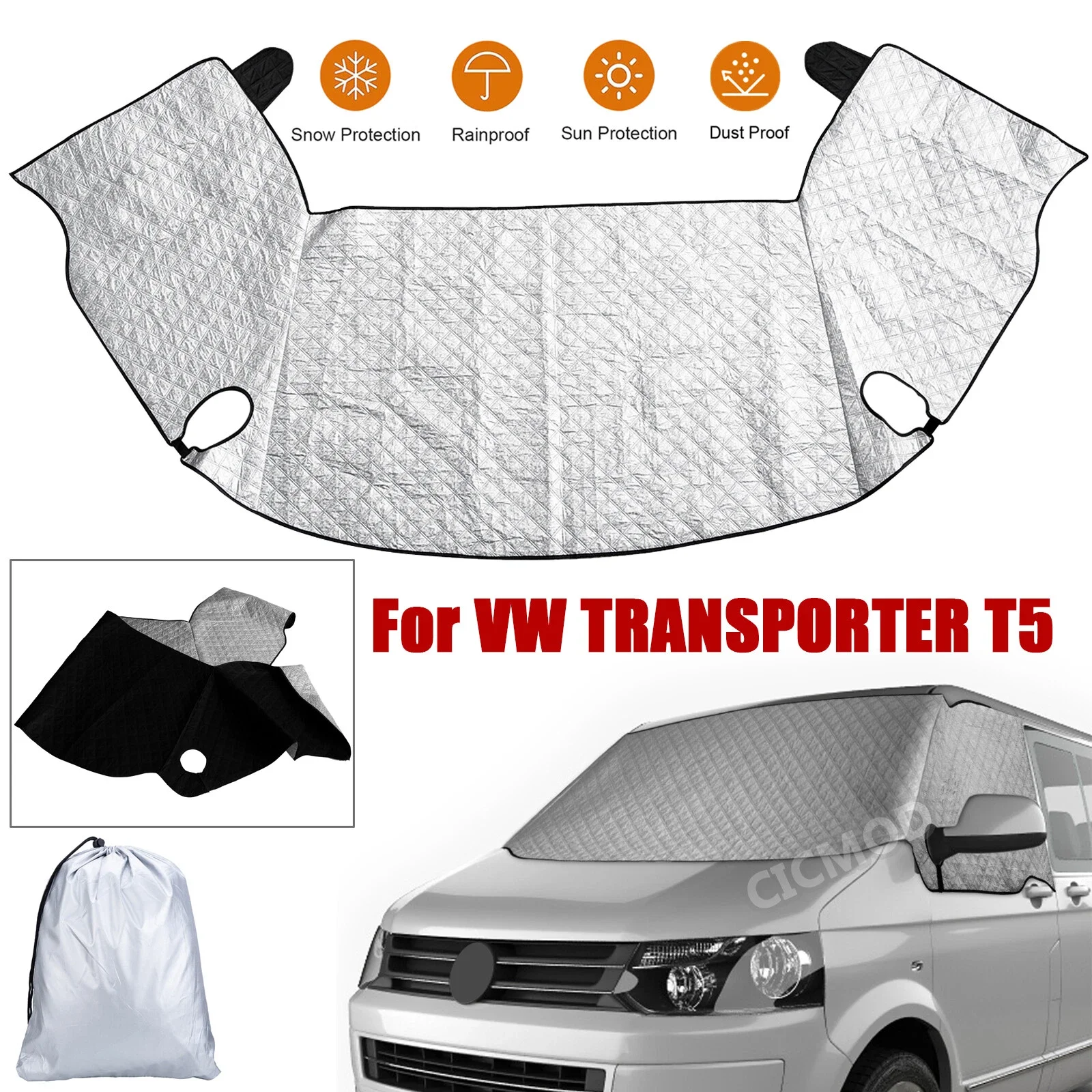 

For VW Transporter T5 Campervan RV Windscreen Sunshade External Thermal Blind Screen Cover Multi Layer Retains Heat Windshield