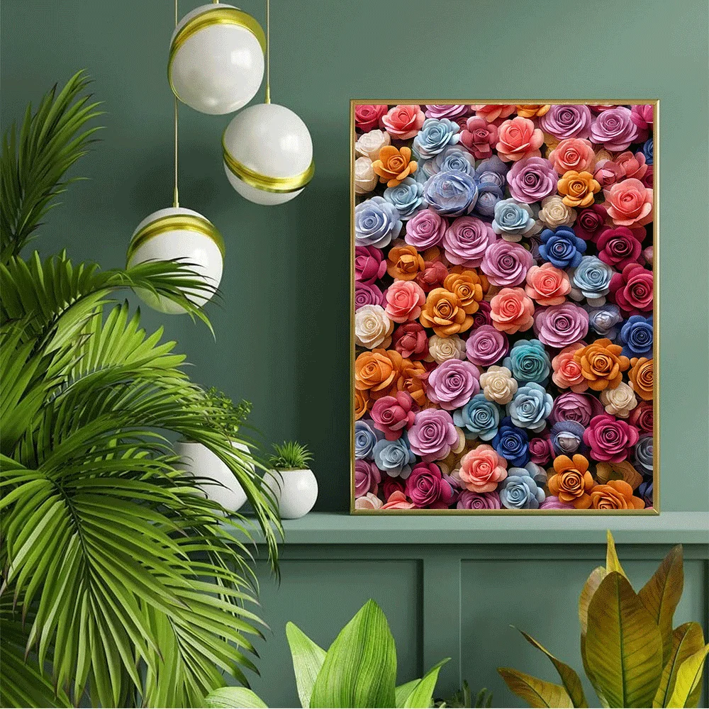 Buntes Regenbogen-Rosen-Bouquet-Puzzle für Erwachsene, florales Thema, geistiges Spiel, Heim- und Freizeit-Dekoration, Puzzle-Spielzeug