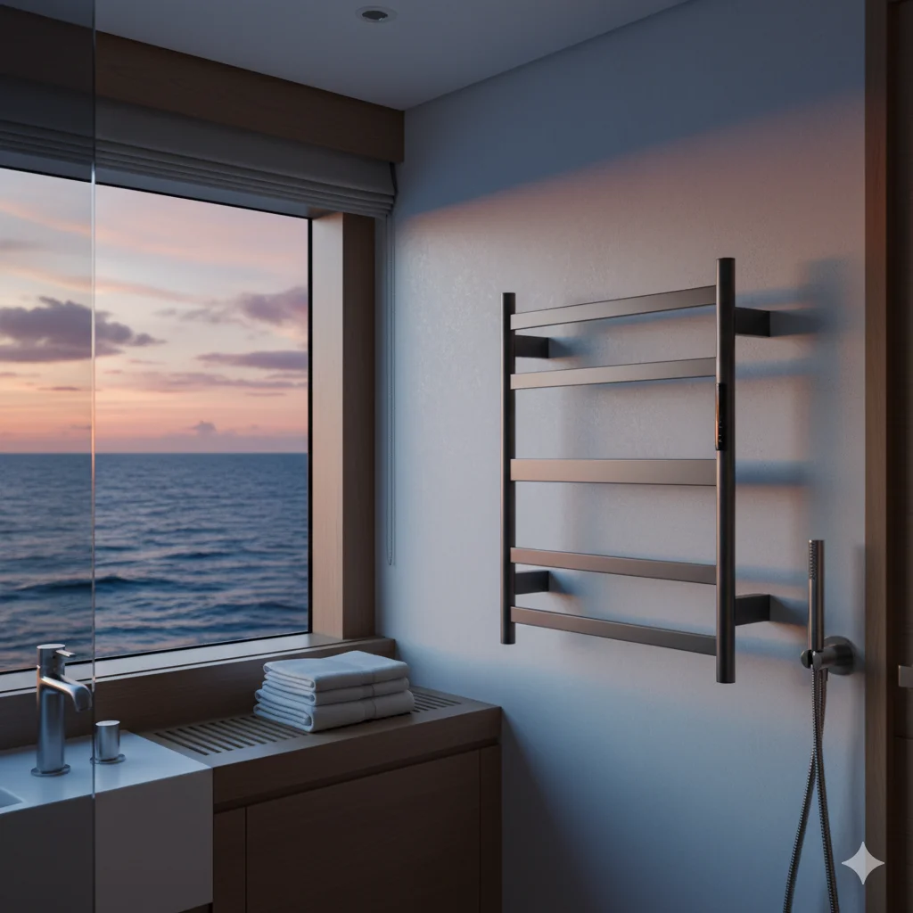 Modern Wall Mounted Slim Brushed Stainless Steel Electric Heated Rail Anti Rust Quick Dry Bathroom Towel Warmer