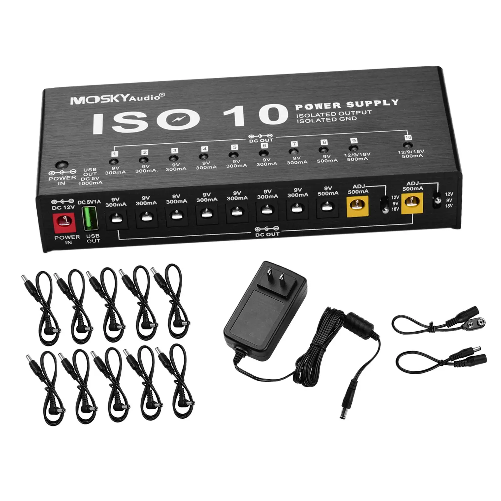 Guitar Pedal Power Supply for Recording and Stage Musicians Professional with USB Port Multipurpose 10 Isolated DC Outputs