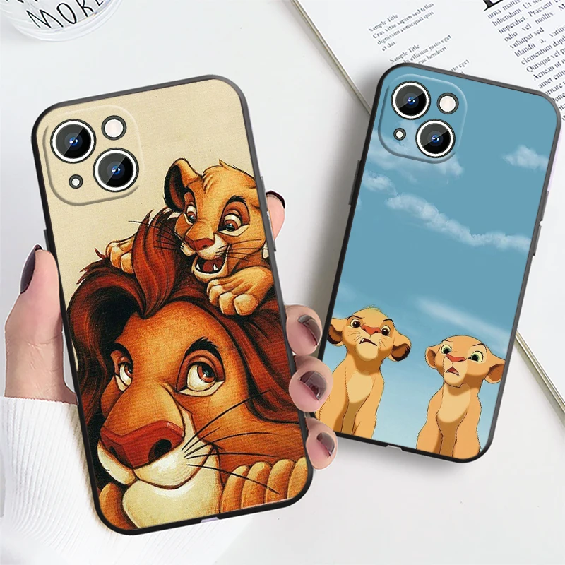 Cartoon The Lion King For iPhone 15 14 13 12 11 XS XR X 8 7 SE Pro Max Plus Mini Black Cover Phone Case