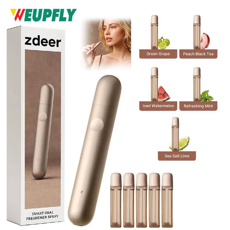 ZDEER Upgraded PW16 Electric Cool Breath Spray, Probiotic Mouth Freshener with 5 Natural Flavors, USB-C Fast Charg