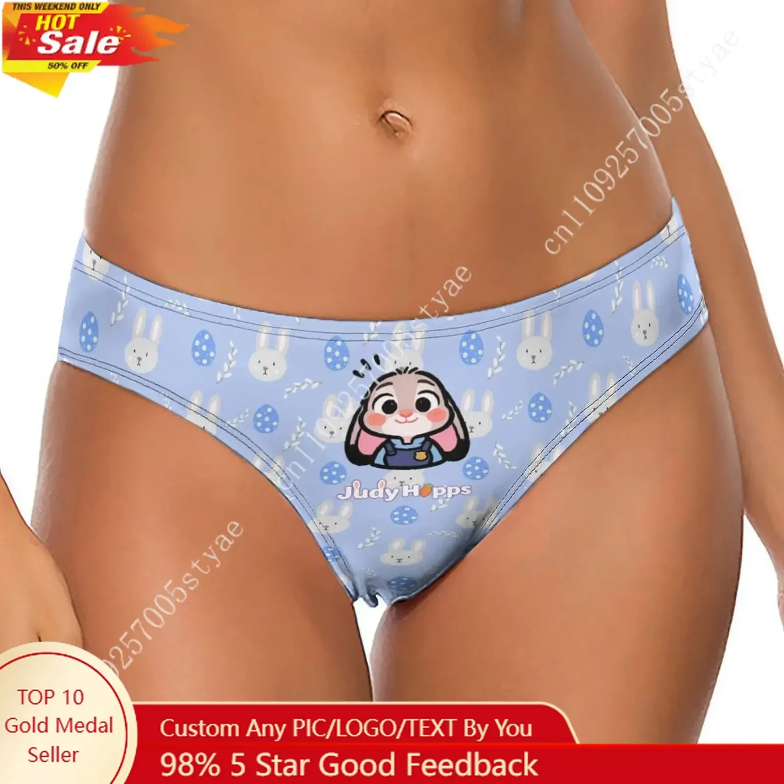 

Judy Hopps Underpants Disney Cartoon Custom Soft Women Underwear Pure Cotton Comfy Briefs Design Your Photo Text Logo Thong