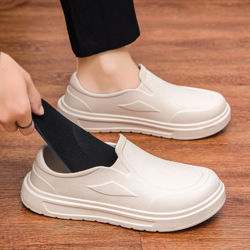 Men's Chef Shoes Anti Slip Oil Resistant Dirt Resistant Work Shoes Quick Drying Thick Soled Rain Shoes Large Size Breath Clogs image 6