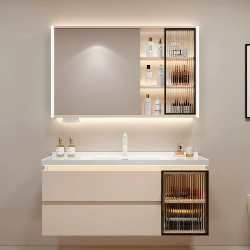 Column Bathroom Cabinet Locker Furniture Luxury Mirror Double Washbasin Sink Storage Shelf Vanity Corner Kitchen Mdf