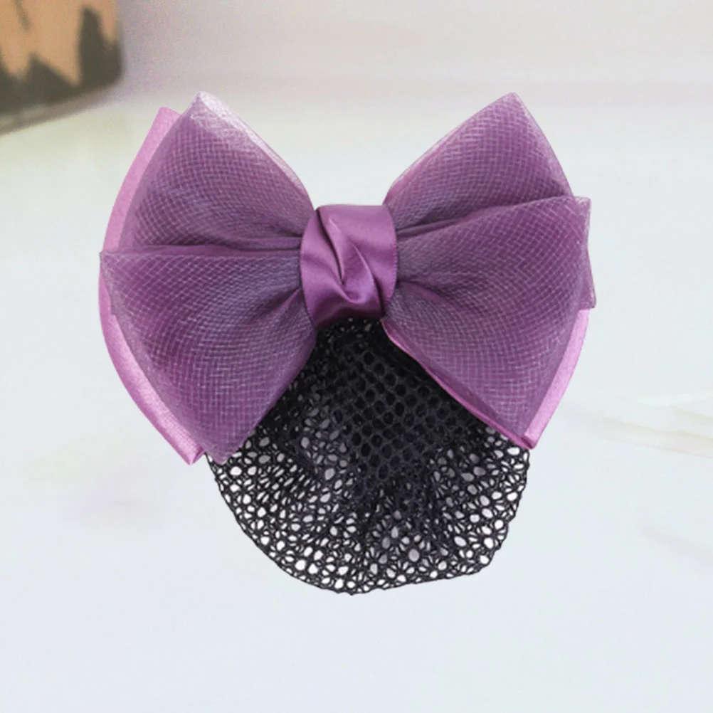 

Hair Decoration Women Snood Bowknot Headdress Headgear Hairpin Bun Nets Elastic Clips