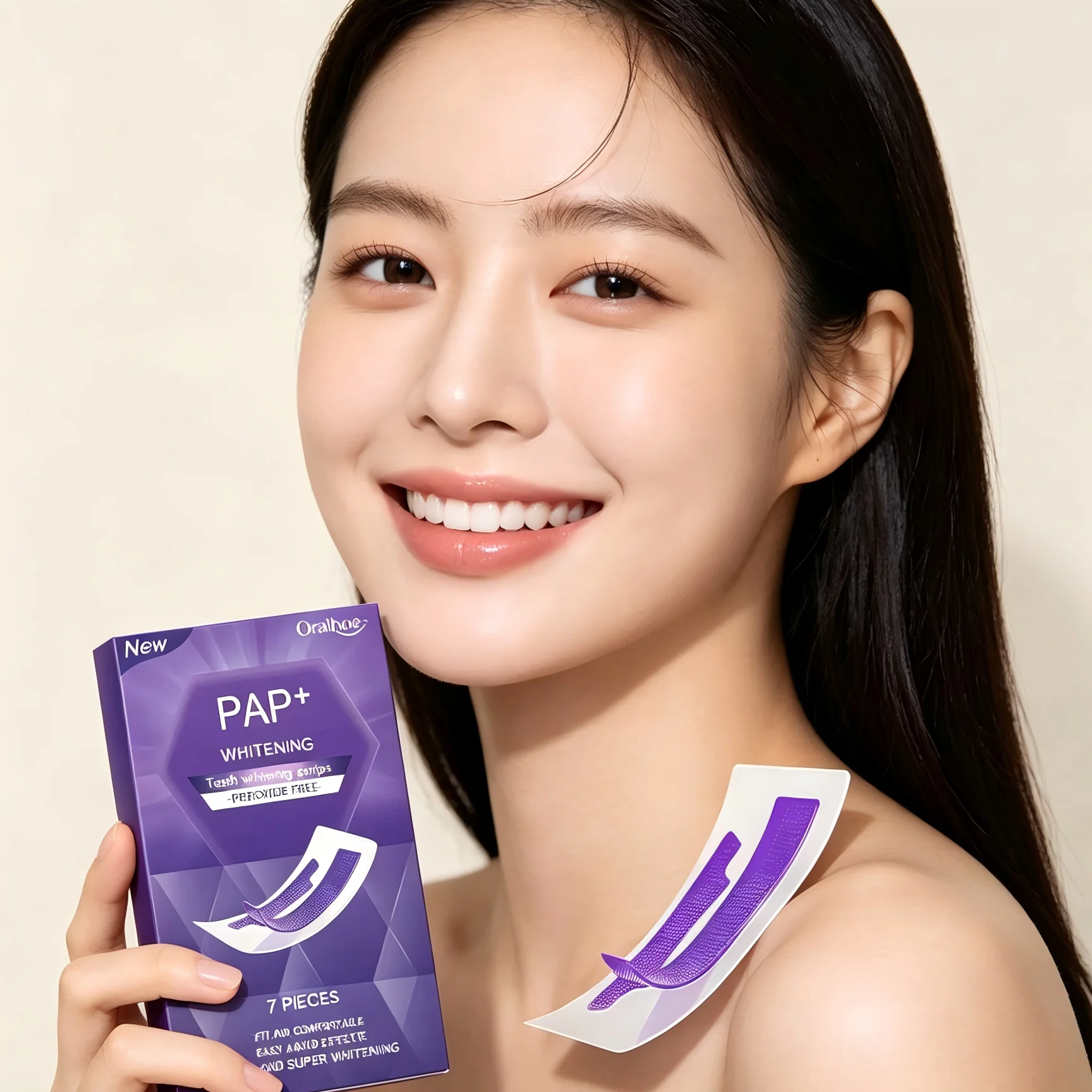 Oralhoe Purple Teeth Whitening Strips Color Correction Coffee Wine Clean Teeth Stain Remover Mint Brighten Teeth Strips 7pieces gallery 4