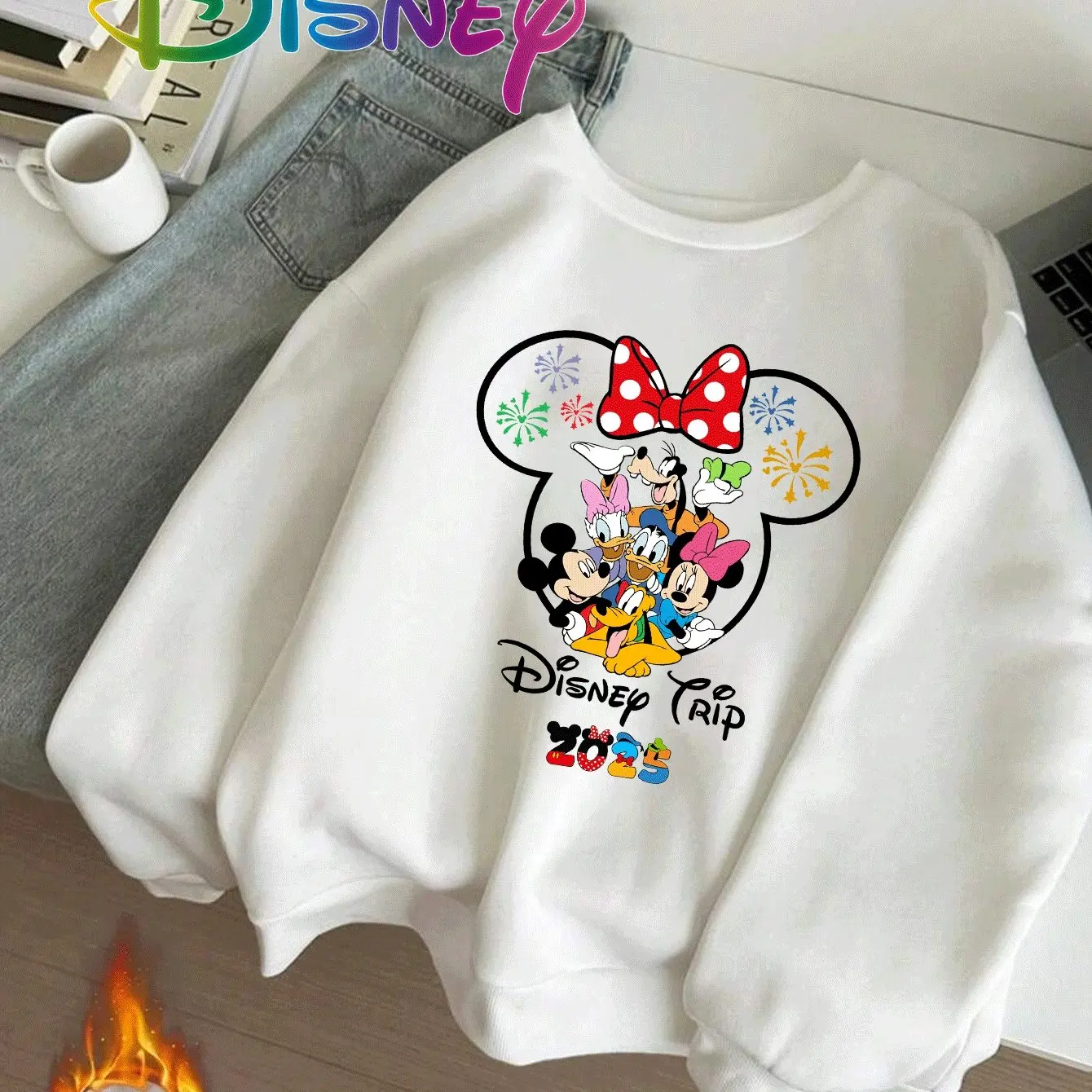 

Женский пуловер с Микки Маусом Диснея, модный свитер унисекс большого размера с круглым вырезом, осенне-зимний флисовый повседневный свитер
