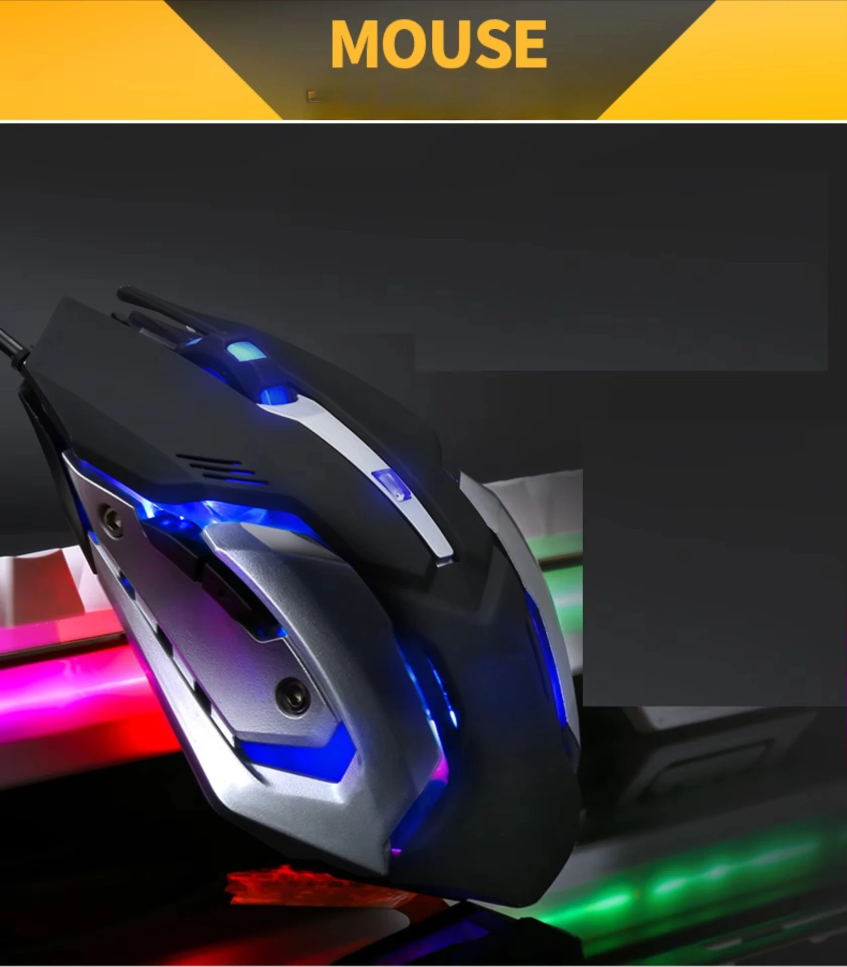 Factory Direct Sales V1 Mechanical Wrangler Gaming Mouse USB Weighted 3200dpi RGB Backlit Ergonomic Design with Type-C Support