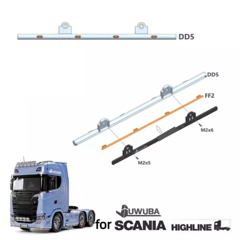 JUWUBA LED Upgrade Seitenschweller-Lichtleiste Dekorative Lampe für 1/14 Tamiya RC Muldenkipper SCANIA 770S 6×4 56368 Auto-Zubehör – Detail 1