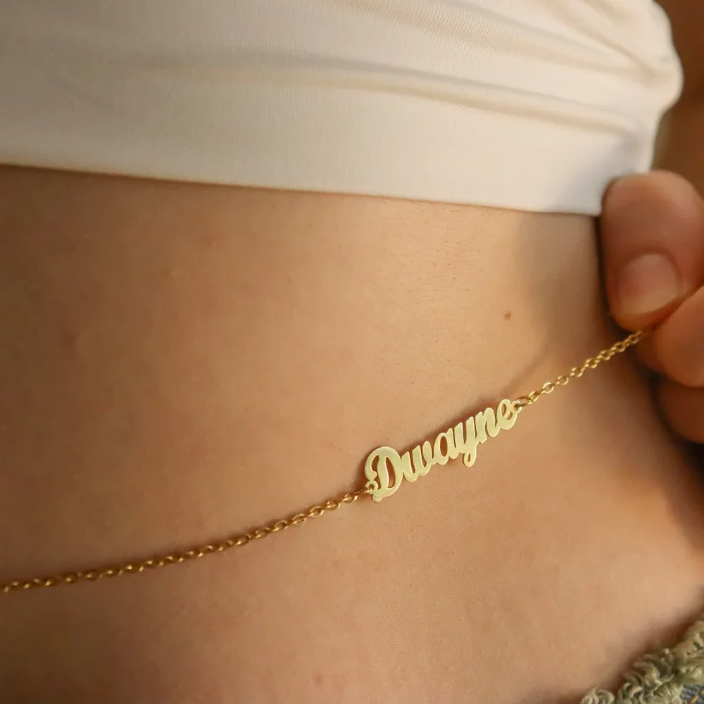 1 قطعة سلسلة الخصر اسم مخصص للنساء مثير العصرية مجوهرات شخصية الفولاذ المقاوم للصدأ لوحة الجسم ملحقات السلسلة الهدايا