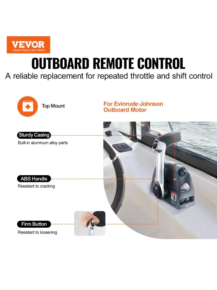 VEVOR Boat Throttle Control, 5006186 Top-Mounted Outboard Remote Control Box for Evinrude Johnson, Marine=