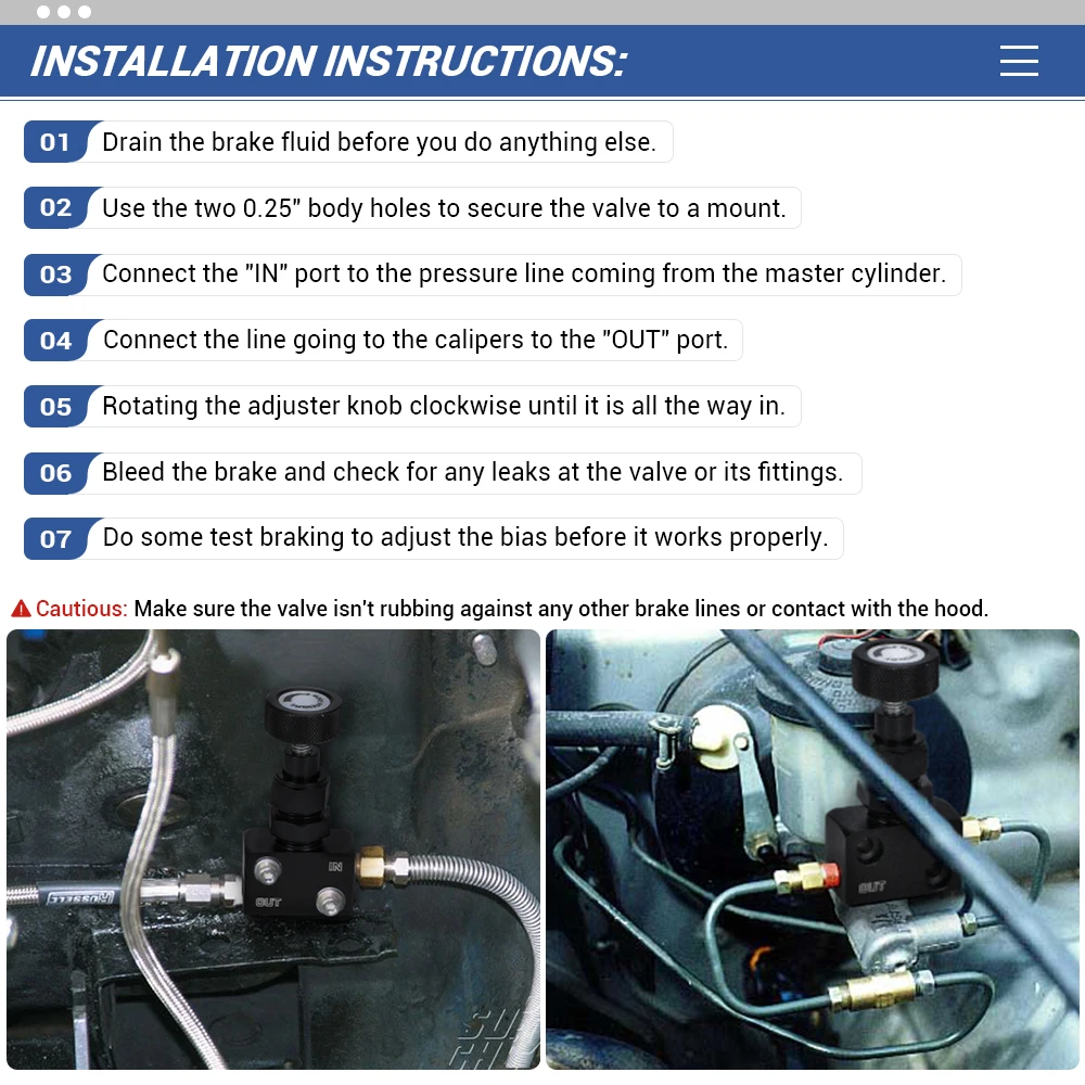LIZHI- صمام نسبة الفرامل دعامة قابلة للتعديل، أداة ضبط تحيز الفرامل سباق رافعة نوع اكسسوارات السيارات لسيارات BMW E60 LZ3315